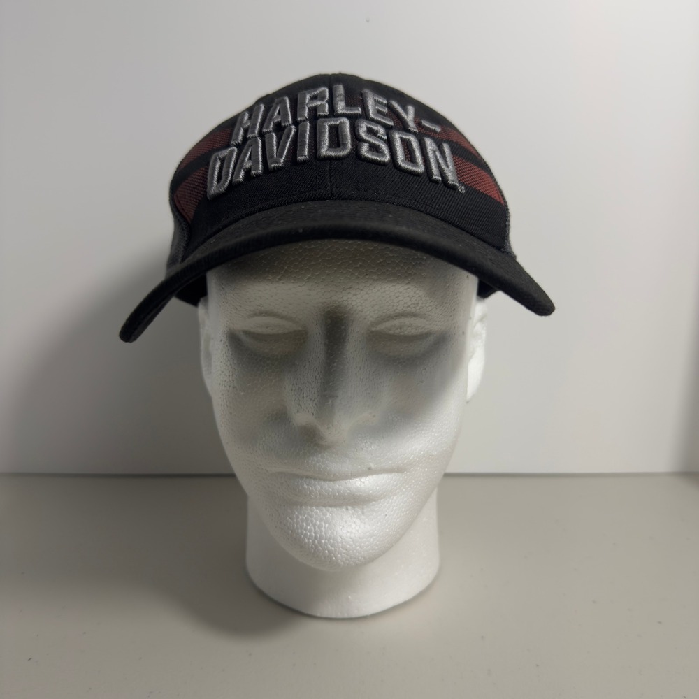 Harley-Davidson New Era 39THIRTY Hat Mens L/XL Trucker Cap Black Red 97631-20VM